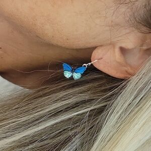 BLUE BUTTERFLY CHARM EARRINGS